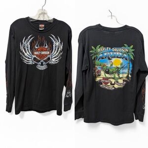 Harley-Davidson Aruba Long Sleeve Shirt - Skull & Flames - Size M